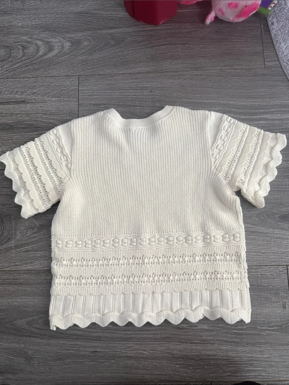GAP Cream Knit Short-Sleeve Textured Top